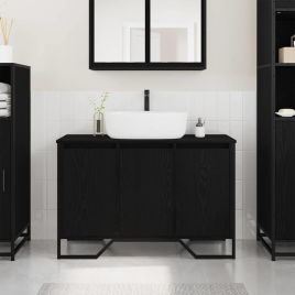Bathroom Sink Cabinet Black Oak 91x35x60 cm Engineered Wood