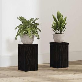 ELIVALE Plant Stand 2 pcs 10x10x18 cm Wooden - Black Oak