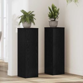 ELIVALE Plant Stand 2 pcs 25x25x80 cm Wooden - Black Oak