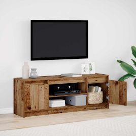 TV Cabinet with LED - Old Wood, 139.5x34x50 cm, Made from Engineered Wood