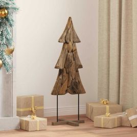 FROSTRO Christmas Tree with Stand Brown 90 cm Solid teak wood