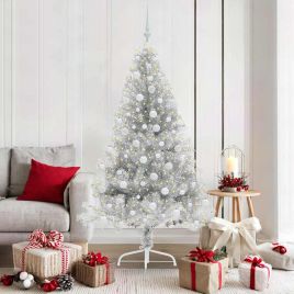 COZZIE Artificial Pre-lit Christmas Tree Silver 180 cm PET