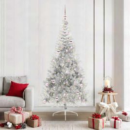 COZZIE Artificial Pre-lit Christmas Tree Silver 210 cm PET