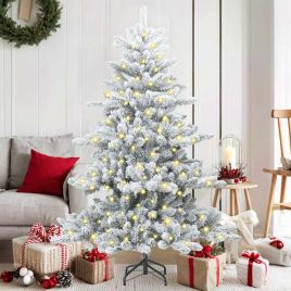 ELSERA Artificial Hinged Christmas Tree with 150 LEDs 150 cm PVC