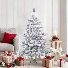 ELSERA Artificial Hinged Christmas Tree with 150 LEDs 150 cm PVC