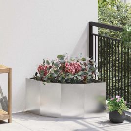 CLSRIDG Corner Planter 60x60x35 cm Stainless Steel - Silver
