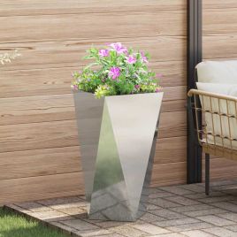 CLSRIDG Planter 40x40x75 cm Galvanised Steel - Silver