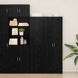 Highboard Black Oak 45x42.5x185 cm Engineered Wood