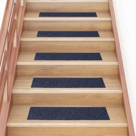 Stair Mats Self-adhesive 30 pcs Grey Blue 76x20 cm Rectangular