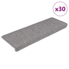 Stair Mats Self-adhesive Sisal-Look 30 pcs 65x21x4 cm Silver
