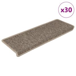Stair Mats Self-adhesive Sisal-Look 30 pcs 65x21x4 cm Dark Beige
