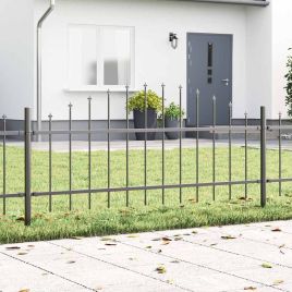 Garden Fence with Hoop Top Grey 6.8x0.75 m Steel