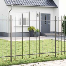 Garden Fence with Hoop Top Grey 13.6x1.25 m Steel