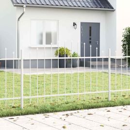 Garden Fence with Hoop Top - White, 3.4x1 m, Steel