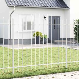 Garden Fence with Hoop Top White 8,5x1,25 m Steel