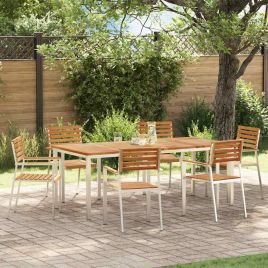 ROASH Garden Dining Set 7 pcs Solid Teak Wood - Brown