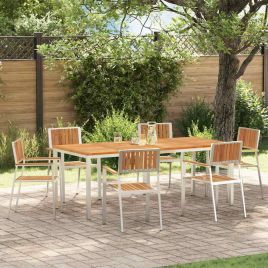 ROASH Outdoor Dining Set 7 pcs Solid Acacia Wood - Brown
