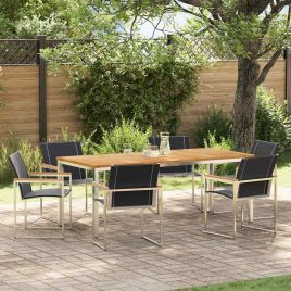ROASH Garden Dining Set 7 pcs Solid Acacia Wood - Brown