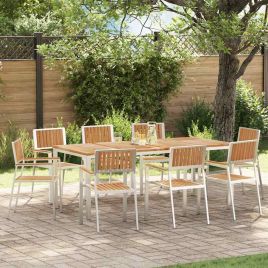 ROASH Garden Chair 8 pcs 56x54.5x87 cm Solid Teak Wood - Brown