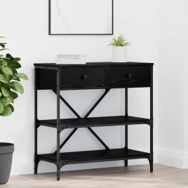 Console Table Black Oak 75x34.5x75 cm Engineered Wood