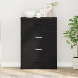 Sideboard with Drawer Black oak 60 x 31 x 84 cm Engineered wood