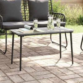 SIMVALE Garden Table 80x40x45.5 cm Poly Rattan - Black