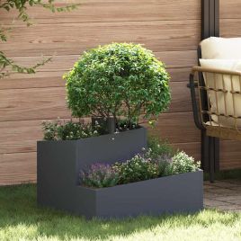 DASCOVE Garden Planter Anthracite 60x60x50 cm Cold-rolled Steel