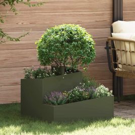 DASCOVE Garden Planter Olive 60x60x50 cm Cold-rolled Steel - Green