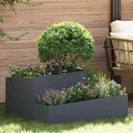 DASCOVE Garden Planter Anthracite 80x80x50 cm Cold-rolled Steel