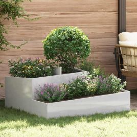 DASCOVE Garden Planter 100x100x50 cm Stainless Steel - Silver