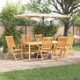 NOELM Garden Dining Set Folding 7 pcs Solid Acacia Wood - Brown