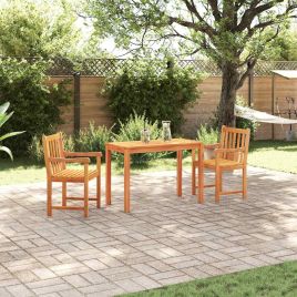 LAOVALE Garden Dining Set 3 pcs Solid Acacia Wood - Brown