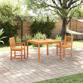 VOBURY Garden Dining Set 3 pcs Solid Acacia Wood - Brown