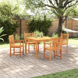 VOBURY Garden Dining Set 5 pcs Solid Acacia Wood - Brown