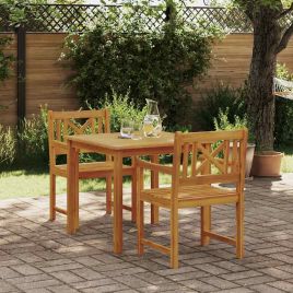 VOBURY Garden Dining Set 3 pcs Solid Acacia Wood - Brown