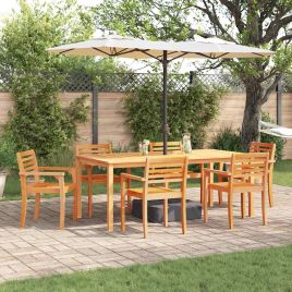 VOBURY Garden Dining Set 9 pcs Solid Acacia Wood - Brown