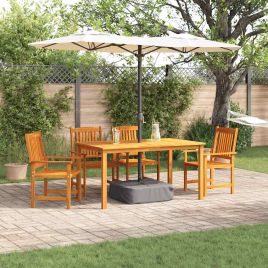 VOBURY Garden Dining Set 5 pcs Solid Acacia Wood - Brown