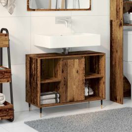 Rustic Bathroom Vanity Old Wood Solid Wood Medium Storage