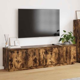 TV Cabinet with LED Smoky Oak 180x38x49 cm Engineered Wood