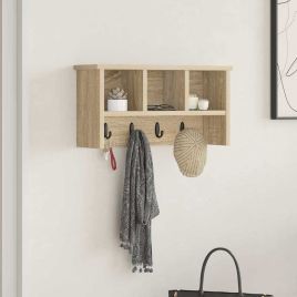 Wall-Mounted Coat Rack with Shelf Sonoma oak 50 x 16 x 26 cm