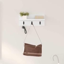 Wall-Mounted Coat Rack White 40 x 10.5 x 18 cm Engineered wood