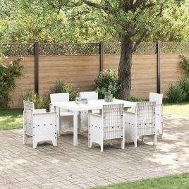 TARIDG Garden Dining Table 150x100x73 cm Poly Rattan - White