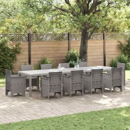 ORHEAT Garden Dining Table Light 350x100x73 cm Poly Rattan - Grey