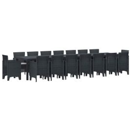 ORHEAT Garden Dining Set with Cushions 17 pcs Anthracite PP