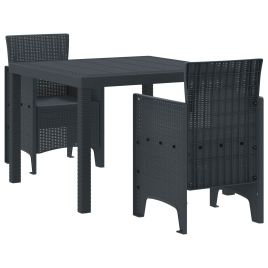 ORHEAT Garden Dining Set 3 pcs Anthracite Polypropylene