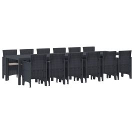 ORHEAT Garden Dining Set 13 pcs Anthracite Polt Rattan