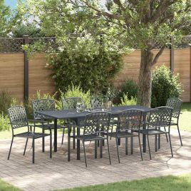 ENLBRO Garden Dining Set 9 pcs Anthracite Steel