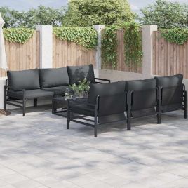 WAVUE Garden Sofa Set with Cushion 7 pcs Steel - Black