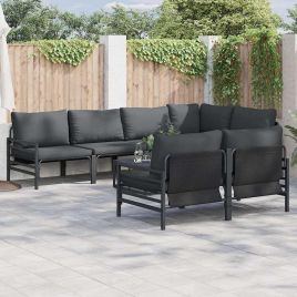 WAVUE Garden Sofa Set with Cushion 7 pcs Steel - Black