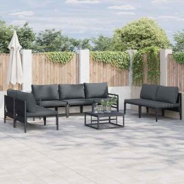 WAVUE Garden Sofa Set with Cushion 8 pcs Steel - Black